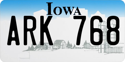 IA license plate ARK768