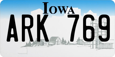 IA license plate ARK769