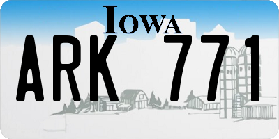 IA license plate ARK771