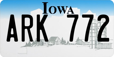 IA license plate ARK772