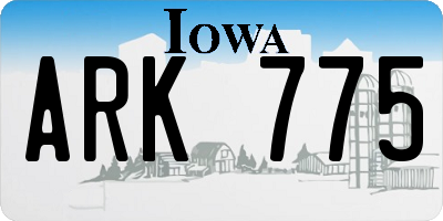 IA license plate ARK775