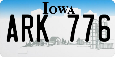 IA license plate ARK776