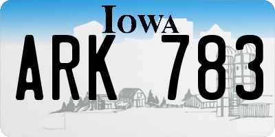 IA license plate ARK783