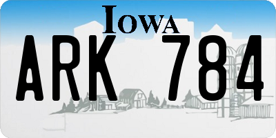 IA license plate ARK784