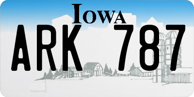 IA license plate ARK787