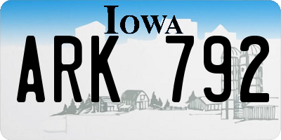 IA license plate ARK792