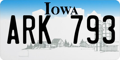 IA license plate ARK793