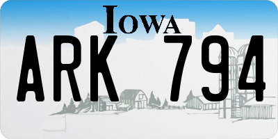 IA license plate ARK794