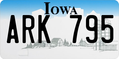 IA license plate ARK795