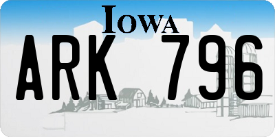 IA license plate ARK796