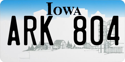 IA license plate ARK804
