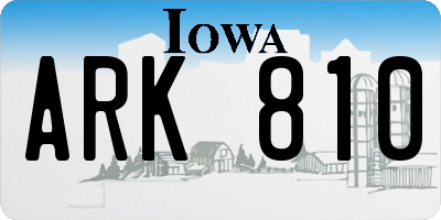 IA license plate ARK810