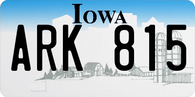 IA license plate ARK815