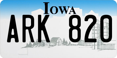 IA license plate ARK820