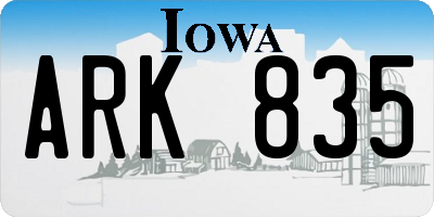IA license plate ARK835