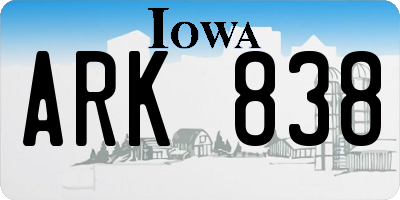 IA license plate ARK838