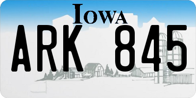 IA license plate ARK845