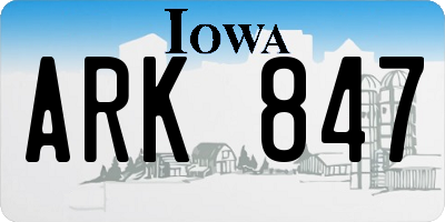 IA license plate ARK847
