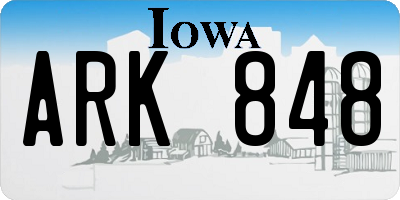 IA license plate ARK848