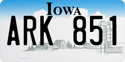 IA license plate ARK851