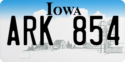 IA license plate ARK854