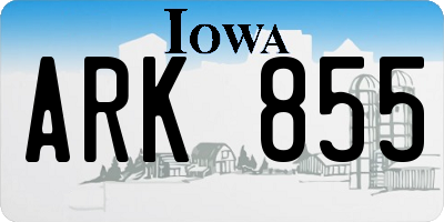 IA license plate ARK855