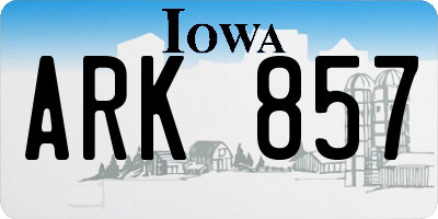 IA license plate ARK857