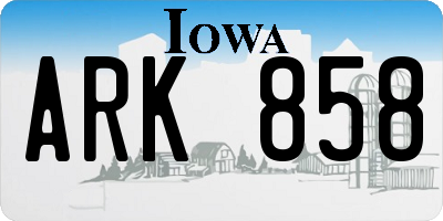 IA license plate ARK858