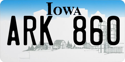 IA license plate ARK860
