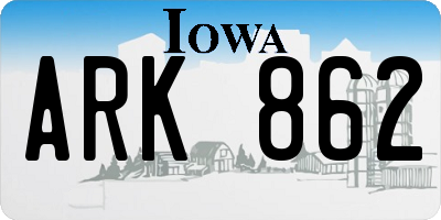 IA license plate ARK862