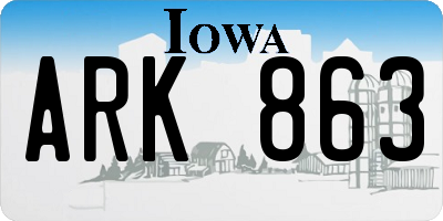 IA license plate ARK863
