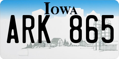 IA license plate ARK865