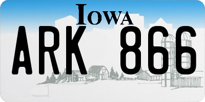 IA license plate ARK866