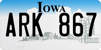 IA license plate ARK867