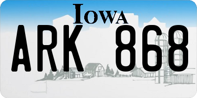 IA license plate ARK868