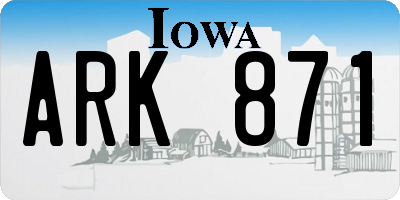 IA license plate ARK871