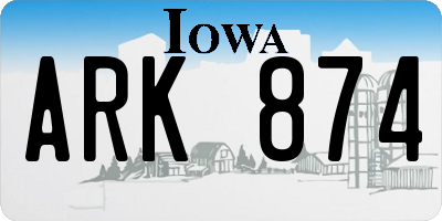 IA license plate ARK874