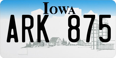 IA license plate ARK875