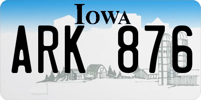 IA license plate ARK876