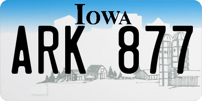 IA license plate ARK877