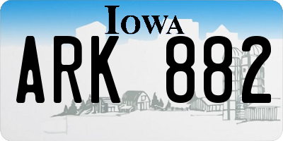 IA license plate ARK882
