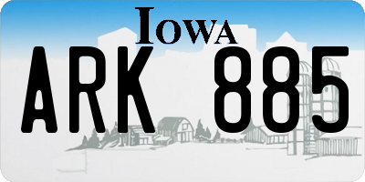 IA license plate ARK885