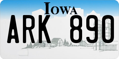 IA license plate ARK890