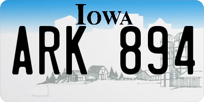 IA license plate ARK894