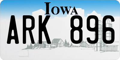 IA license plate ARK896