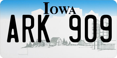 IA license plate ARK909