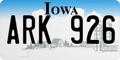 IA license plate ARK926