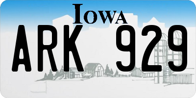 IA license plate ARK929