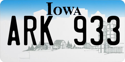 IA license plate ARK933