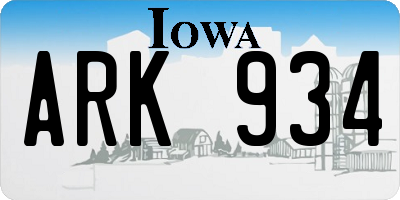 IA license plate ARK934